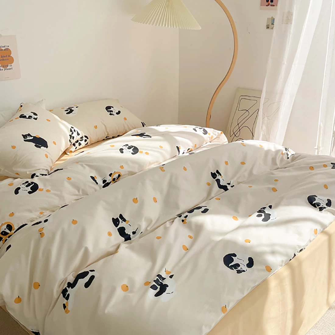 Funny Cat And Orange Print Bedding Set - Image 6
