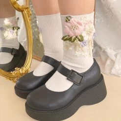 Flower Embroidery Sweet Lolita Stockings