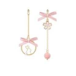 Kawaii Lolita Mr Rabbit Pink Dangle Earrings