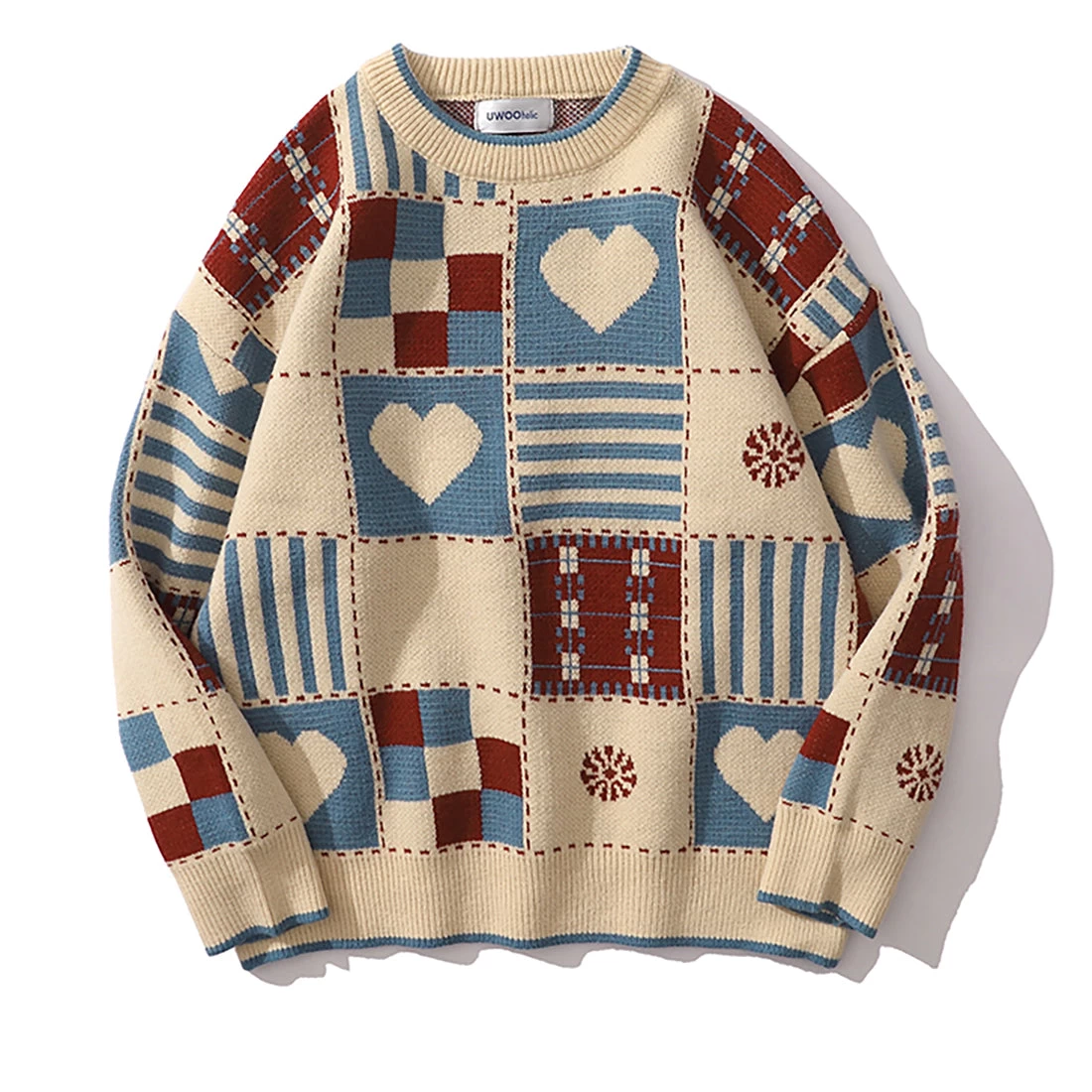 Vintage Style Love Heart Loose Sweater - Image 2