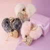 Chic Furry Heart Locket Keychain
