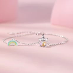 Rainbow Unicorn Silver Bracelet