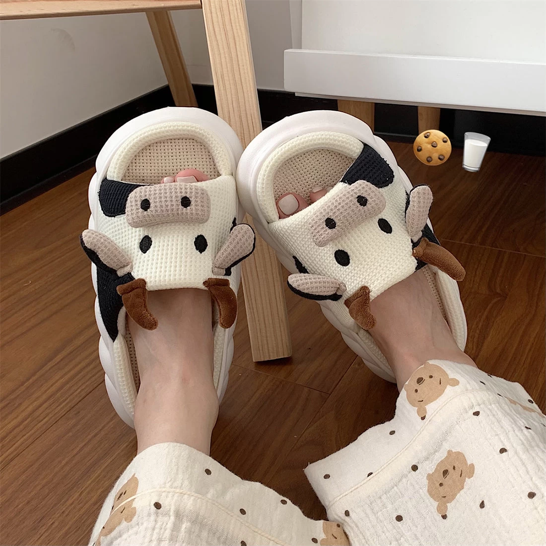 Kawaii Cow Linen Summer Sandals - Image 3