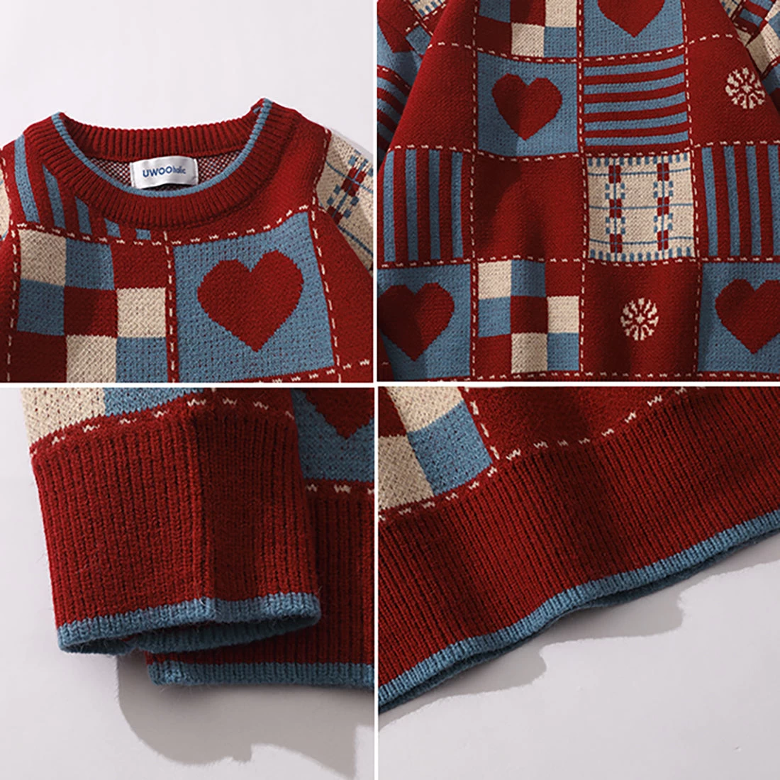 Vintage Style Love Heart Loose Sweater - Image 4
