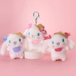 Adorable White Bunny Summer Hat Keychain