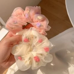 Korean-Inspired Rose Scrunchies-dolliefae