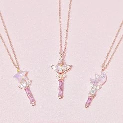 Magical Fairy Wand Pendant Silver Necklace