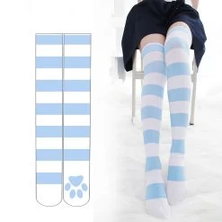 Kawaii Lolita Two-Tone Stripe Knee High Socks