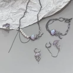 Cute Jellyfish Ring Necklace Bracelet Earring