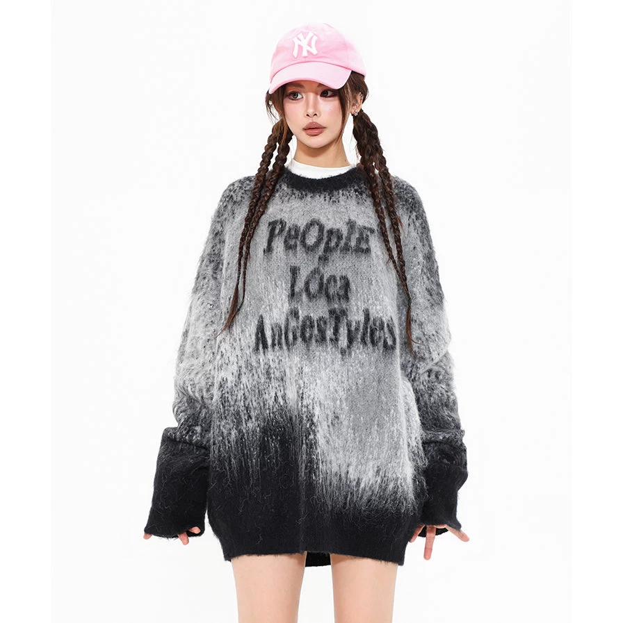 Vintage Gradient Round Neck Autumn/Winter Sweater - Image 3