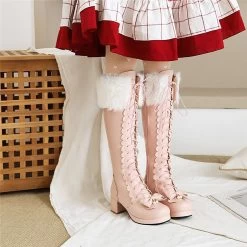 Lolita Bowknot Warm Knee High Boots