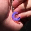 Moon Glass Necklace - Purple - Blue